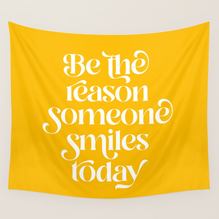 Motivational words smile today yellow Wall Tapestry Gallery Image 4