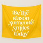 Motivational words smile today yellow Wall Tapestry Gallery Image 4