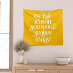 Motivational words smile today yellow Wall Tapestry Gallery Image 2