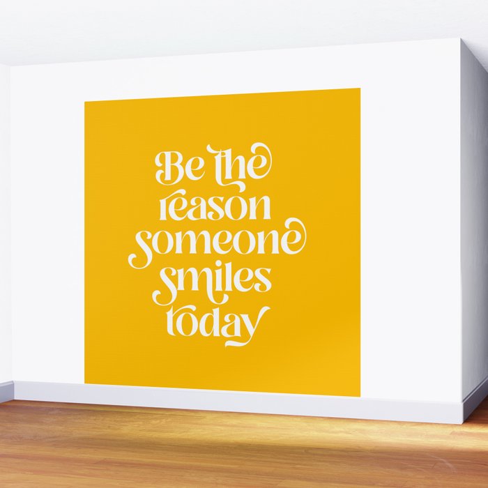Motivational words smile today yellow Wall Mural Gallery Image 2