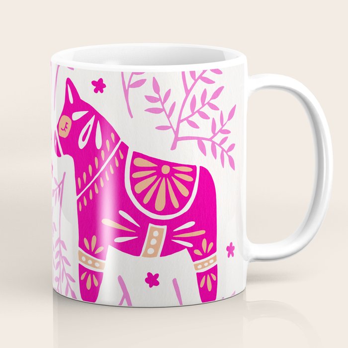 Swedish Dala Horses - Pink Palette Coffee Mug Gallery Image 1