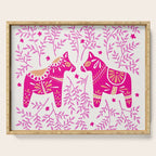 Swedish Dala Horses - Pink Palette Serving Tray Gallery Image 1