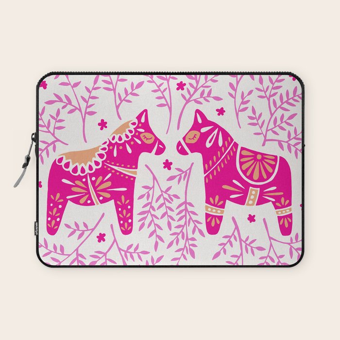 Swedish Dala Horses - Pink Palette Laptop Sleeve Gallery Image 1