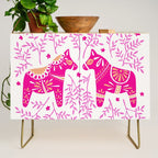 Swedish Dala Horses - Pink Palette Credenza Gallery Image 1
