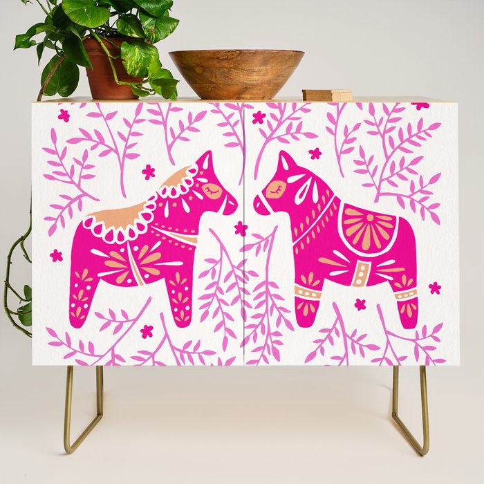 Swedish Dala Horses - Pink Palette Credenza Gallery Image 1