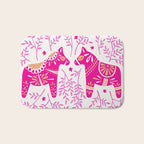 Swedish Dala Horses - Pink Palette Bath Mat Gallery Image 1