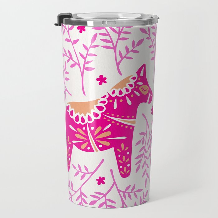 Swedish Dala Horses - Pink Palette Travel Mug Gallery Image 3