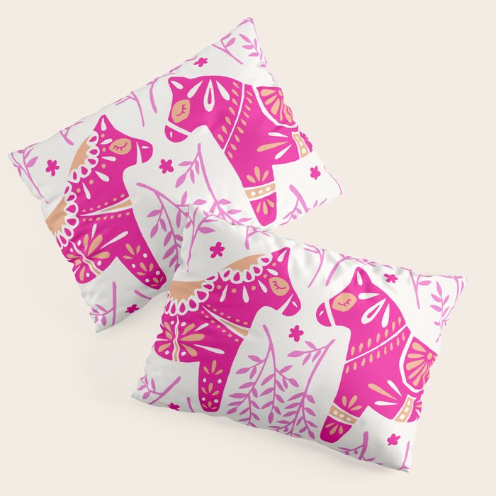 Swedish Dala Horses - Pink Palette Pillow Sham Gallery Image 3