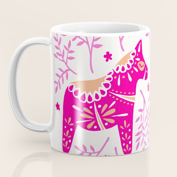 Swedish Dala Horses - Pink Palette Coffee Mug Gallery Image 3