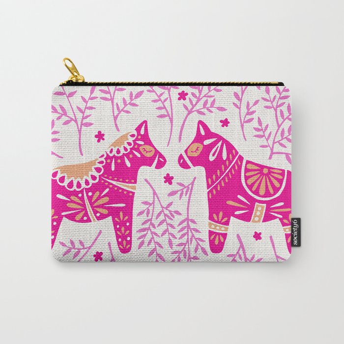 Swedish Dala Horses - Pink Palette Carry All Pouch Gallery Image 1