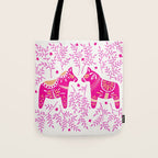 Swedish Dala Horses - Pink Palette Tote Bag Gallery Image 1