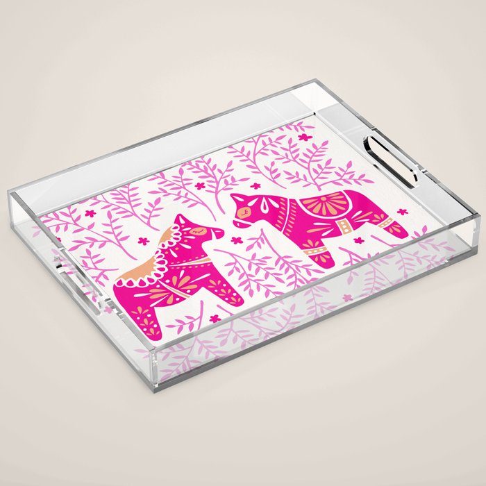 Swedish Dala Horses - Pink Palette Acrylic Tray Gallery Image 1