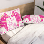 Swedish Dala Horses - Pink Palette Pillow Sham Gallery Image 2