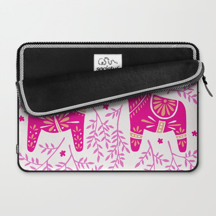 Swedish Dala Horses - Pink Palette Laptop Sleeve Gallery Image 2