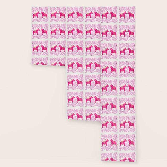 Swedish Dala Horses - Pink Palette Wallpaper Gallery Image 3