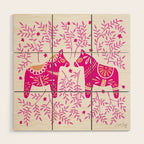 Swedish Dala Horses - Pink Palette Wood Wall Art Gallery Image 1
