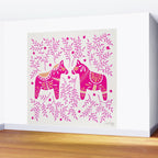 Swedish Dala Horses - Pink Palette Wall Mural Gallery Image 2