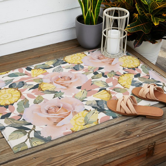 Pineapple wedges on rose bushes P Outdoor Rug Gallery Image 2