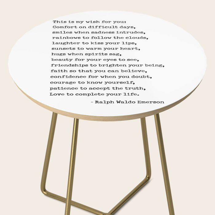 My Wish For You, Ralph Waldo Emerson Quote.  Side Table Gallery Image 2