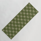 Bows & Ribbons Pattern XXII Dark Olive Green Yoga Mat Gallery Image 1