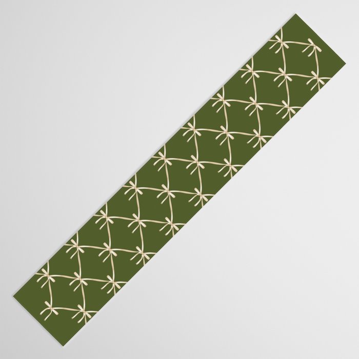 Bows & Ribbons Pattern XXII Dark Olive Green Table Runner Gallery Image 3