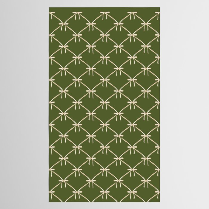 Bows & Ribbons Pattern XXII Dark Olive Green Tablecloth Gallery Image 2
