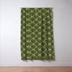 Bows & Ribbons Pattern XXII Dark Olive Green Window Curtain Gallery Image 3