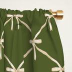 Bows & Ribbons Pattern XXII Dark Olive Green Window Curtain Gallery Image 2