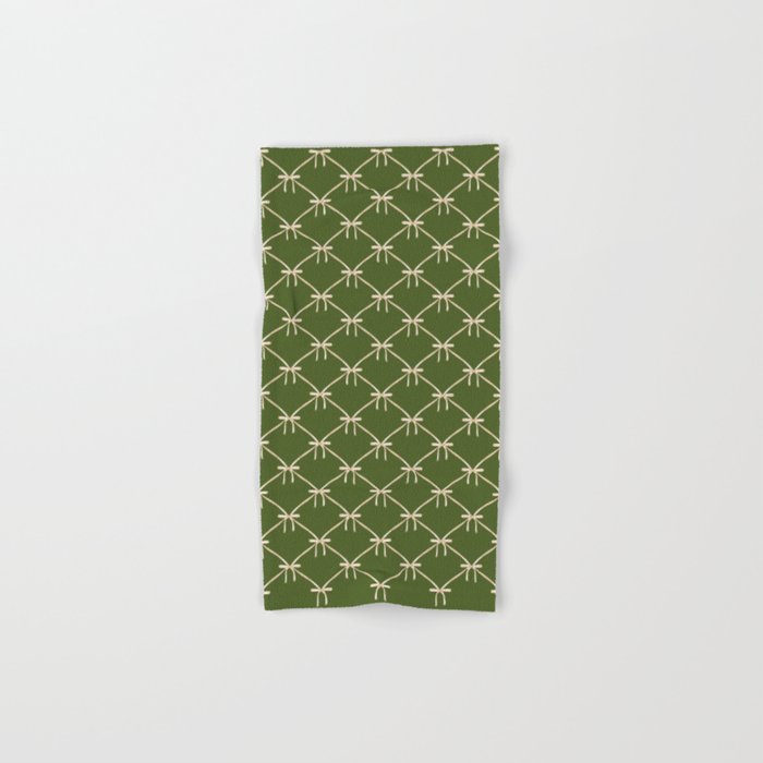 Bows & Ribbons Pattern XXII Dark Olive Green Bath Towel Gallery Image 1