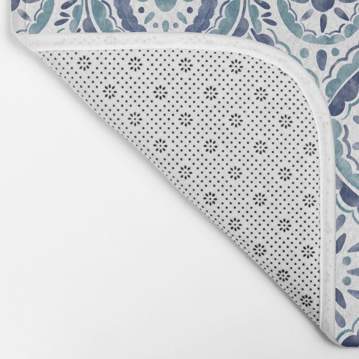 Azure Medallion Motif Bath Mat Gallery Image 2
