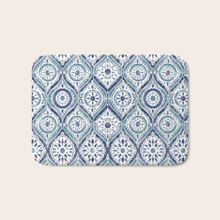 Azure Medallion Motif Bath Mat Gallery Image 1