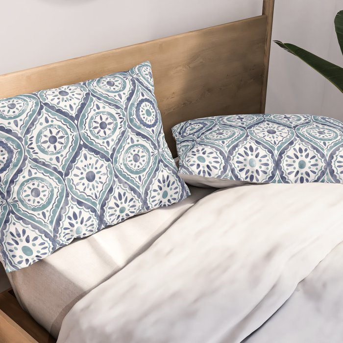 Azure Medallion Motif Pillow Sham Gallery Image 2
