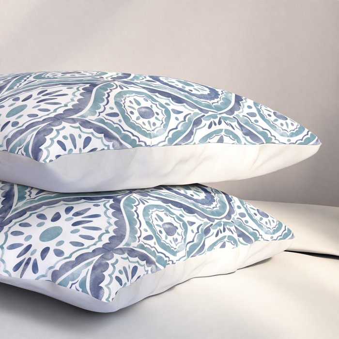 Azure Medallion Motif Pillow Sham Gallery Image 3