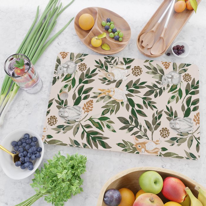 Rabbits in the green forest Cutting Board Gallery Image 2