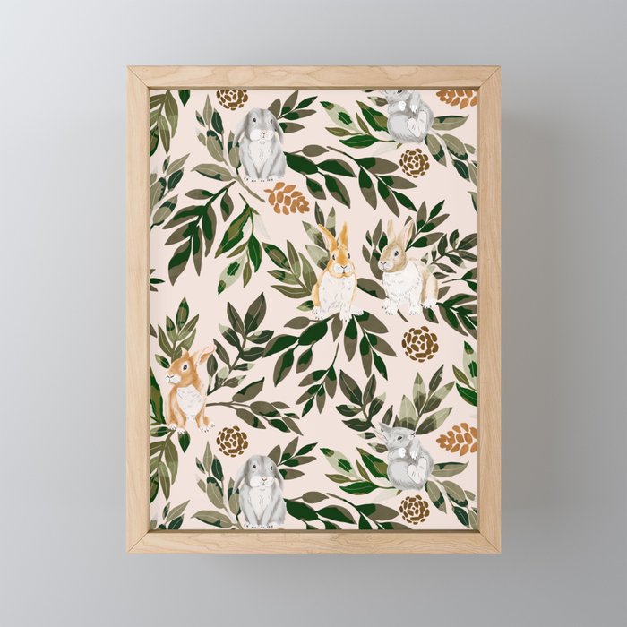 Rabbits in the green forest Mini Art Print Gallery Image 1