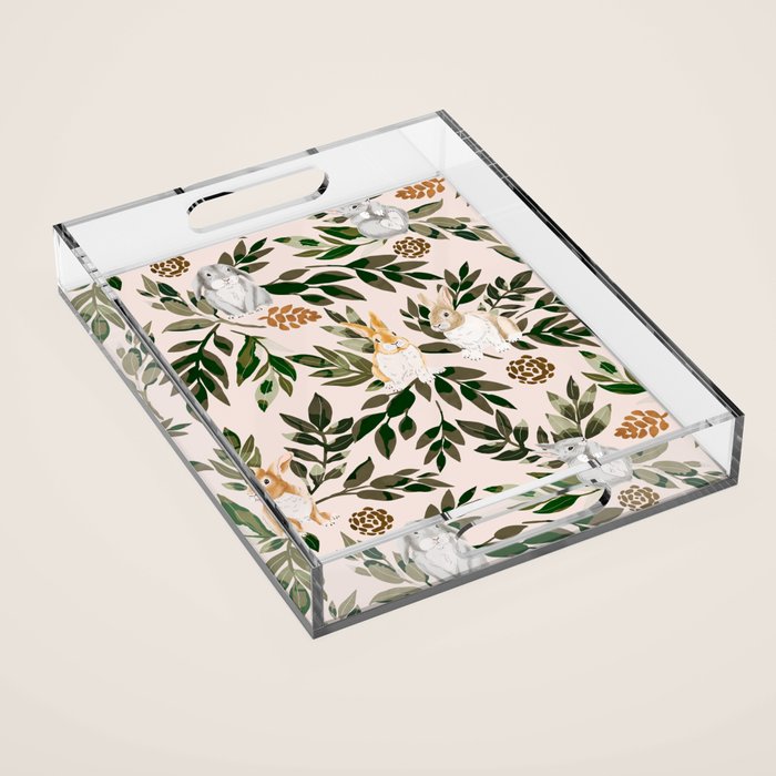 Rabbits in the green forest Acrylic Tray Gallery Image 1