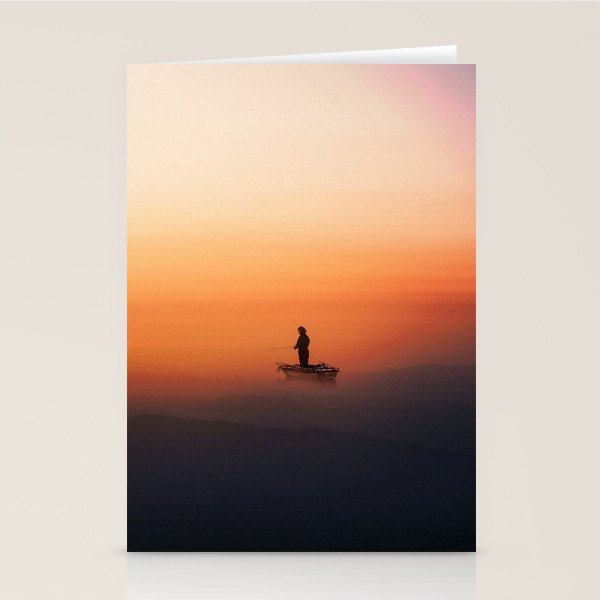Fishing In The Clouds (Surreal Collage) Stationery Card Gallery Image 2