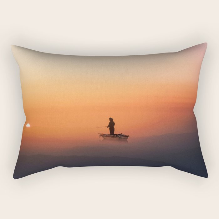 Fishing In The Clouds (Surreal Collage) Rectangular Pillow Gallery Image 1