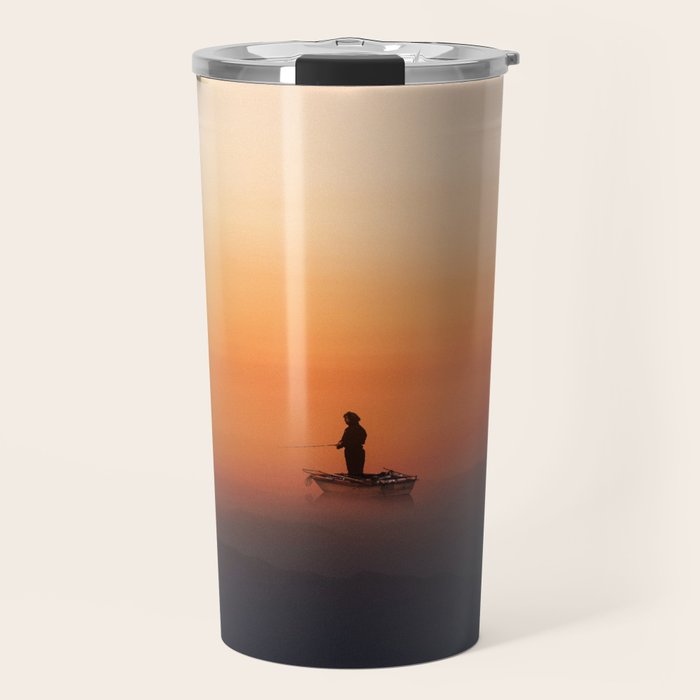 Fishing In The Clouds (Surreal Collage) Travel Mug Gallery Image 1