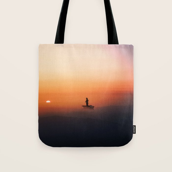 Fishing In The Clouds (Surreal Collage) Tote Bag Gallery Image 1