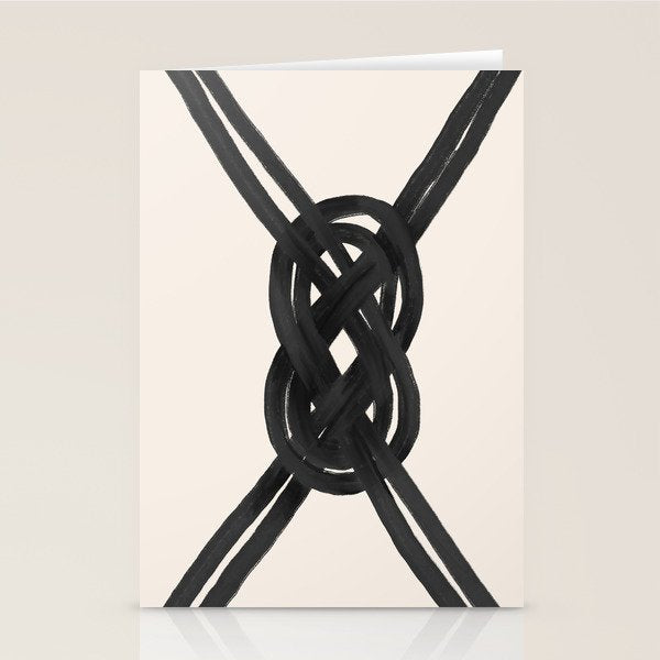 Minimalist Black Knot Abstract on Neutral Background Stationery Card Gallery Image 1