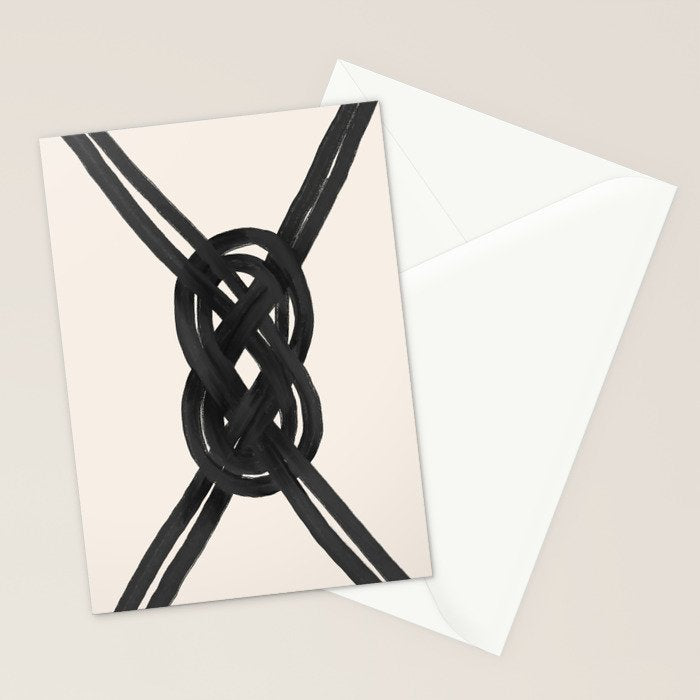 Minimalist Black Knot Abstract on Neutral Background Stationery Card Gallery Image 2