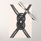 Minimalist Black Knot Abstract on Neutral Background Wrapping Paper Gallery Image 1