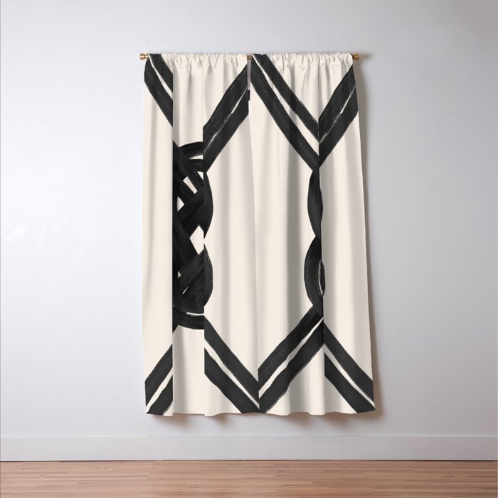 Minimalist Black Knot Abstract on Neutral Background Window Curtain Gallery Image 3