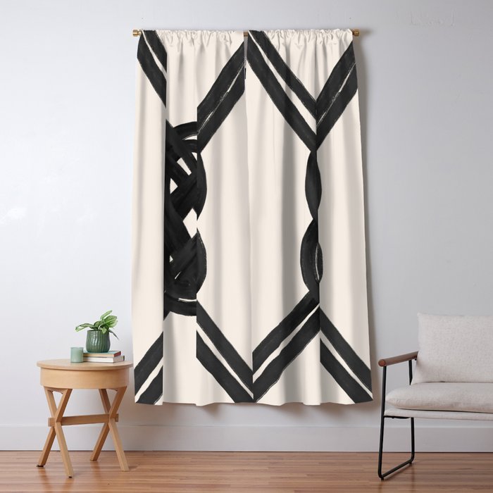 Minimalist Black Knot Abstract on Neutral Background Window Curtain Gallery Image 5