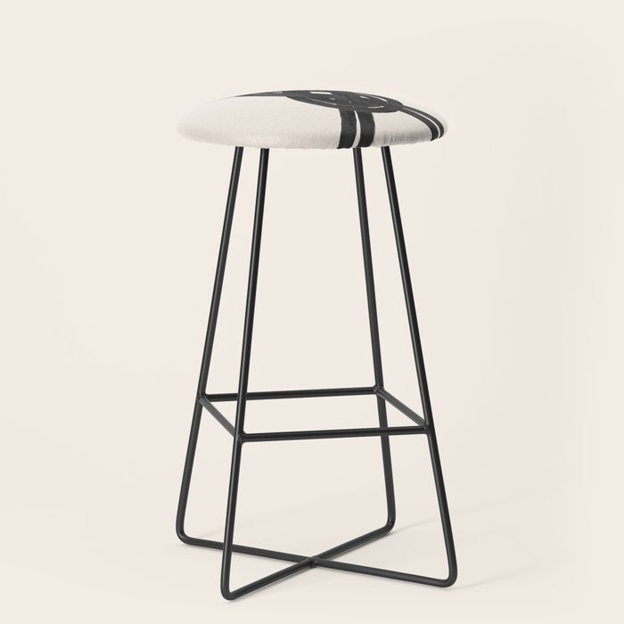Minimalist Black Knot Abstract on Neutral Background Stool Gallery Image 1