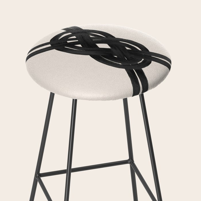 Minimalist Black Knot Abstract on Neutral Background Stool Gallery Image 2