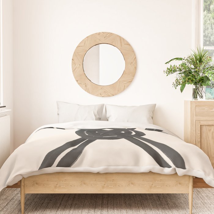 Minimalist Black Knot Abstract on Neutral Background Duvet Cover Gallery Image 3