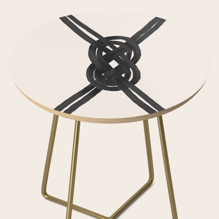 Minimalist Black Knot Abstract on Neutral Background Side Table Gallery Image 2