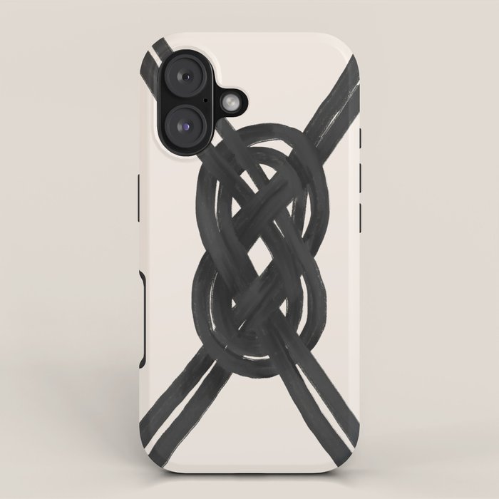 Minimalist Black Knot Abstract on Neutral Background iPhone Case Gallery Image 1